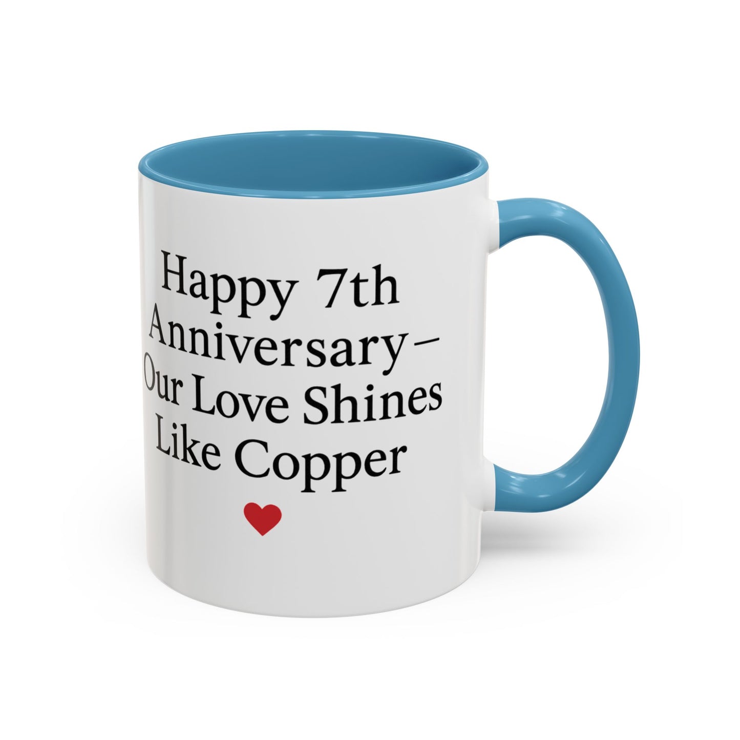 Romantic seventh year anniversary mug, Copper anniversary mugs, Seventh year anniversary mug, 7th wedding anniversary mug
