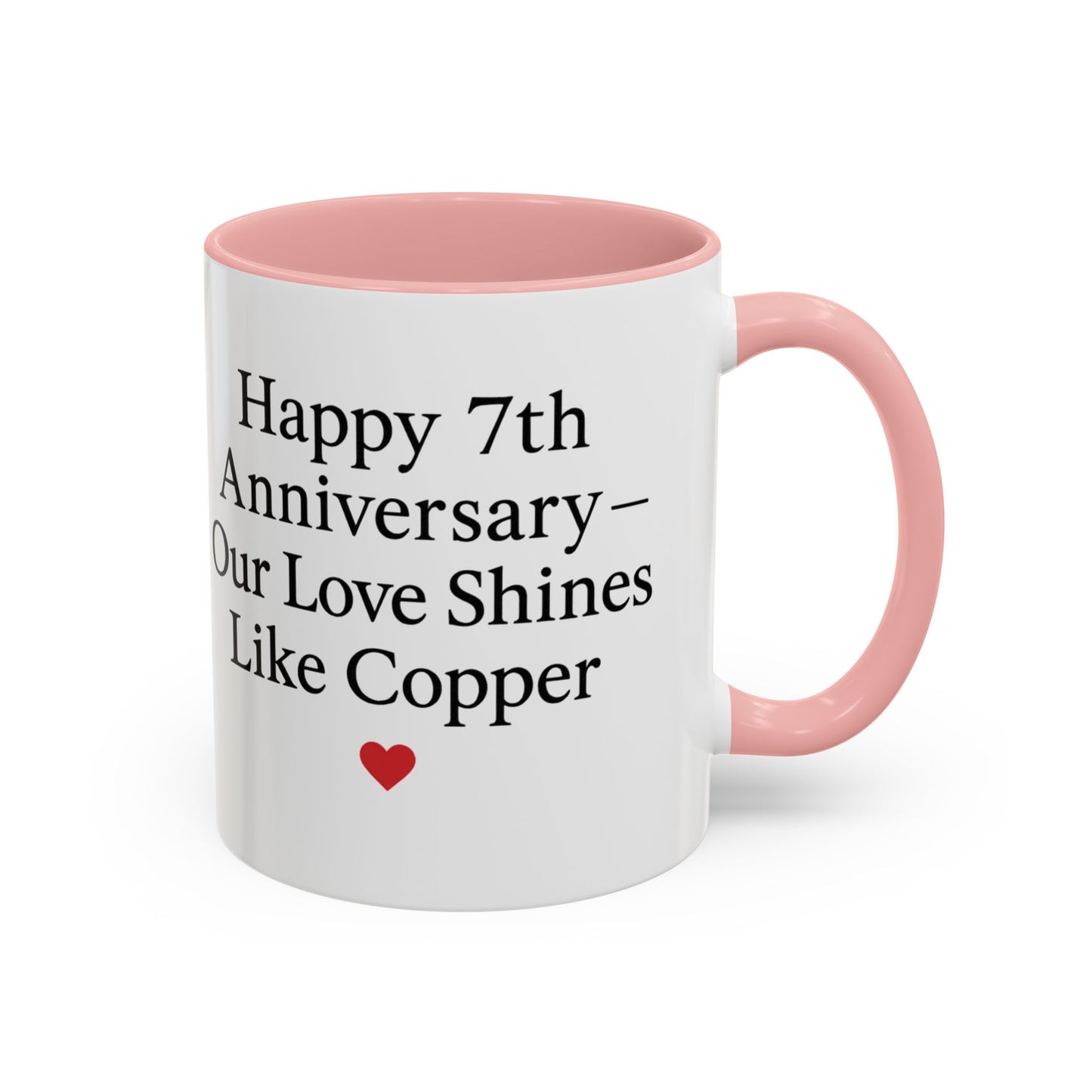 Romantic seventh year anniversary mug, Copper anniversary mugs, Seventh year anniversary mug, 7th wedding anniversary mug