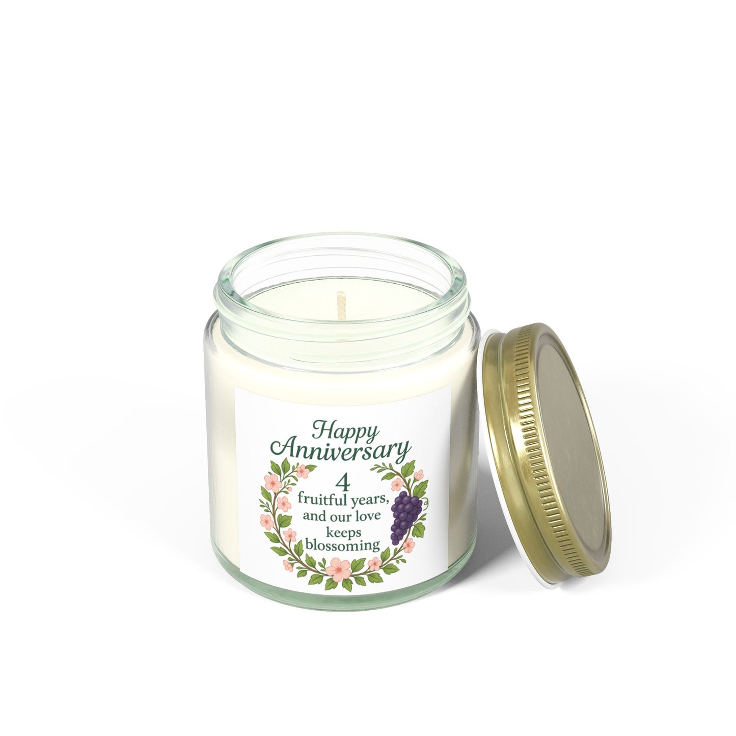 4th anniversary candle, Fruit and flowers anniversary gift for her, 4th anniversary wedding gift for couple, Fourth anniversary candle