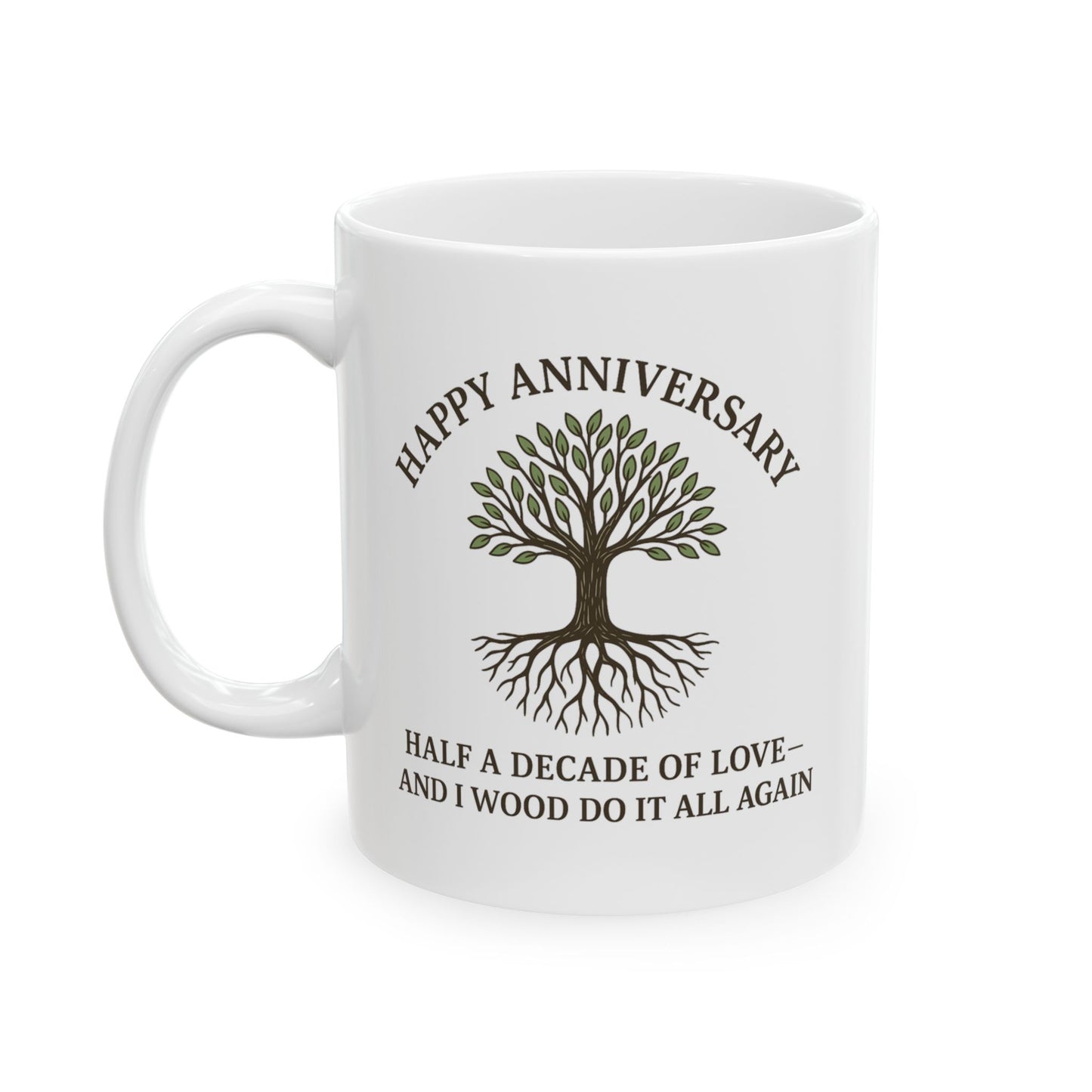 5 year anniversary mug, 5th wedding anniversary presents, Wood wedding anniversary presents, 5th anniversary coffee mug