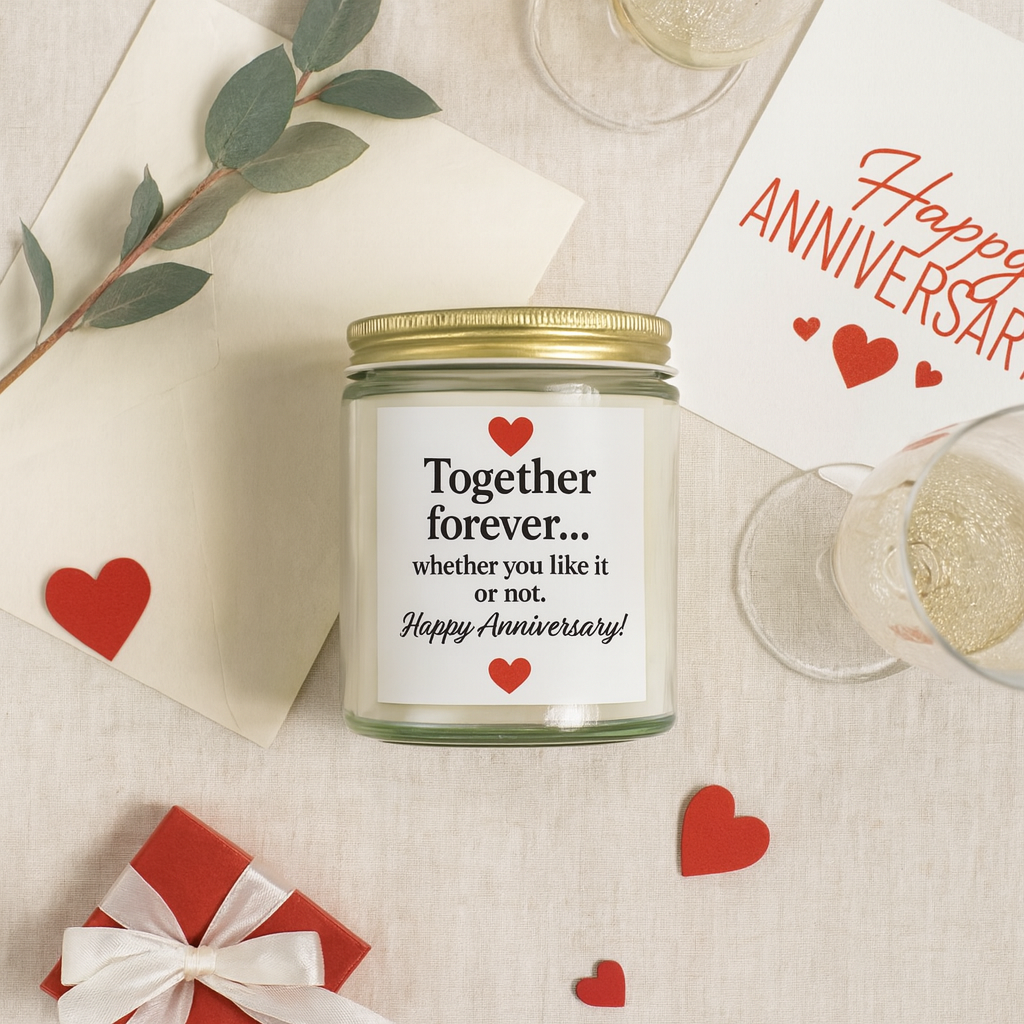Humorous wedding anniversary quotes candle, Clever anniversary candle, Happy anniversary humorous quotes candle