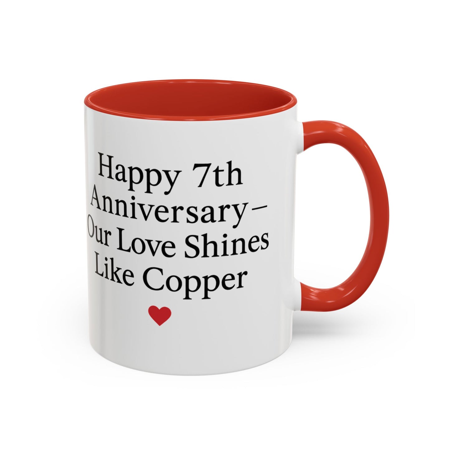 Romantic seventh year anniversary mug, Copper anniversary mugs, Seventh year anniversary mug, 7th wedding anniversary mug