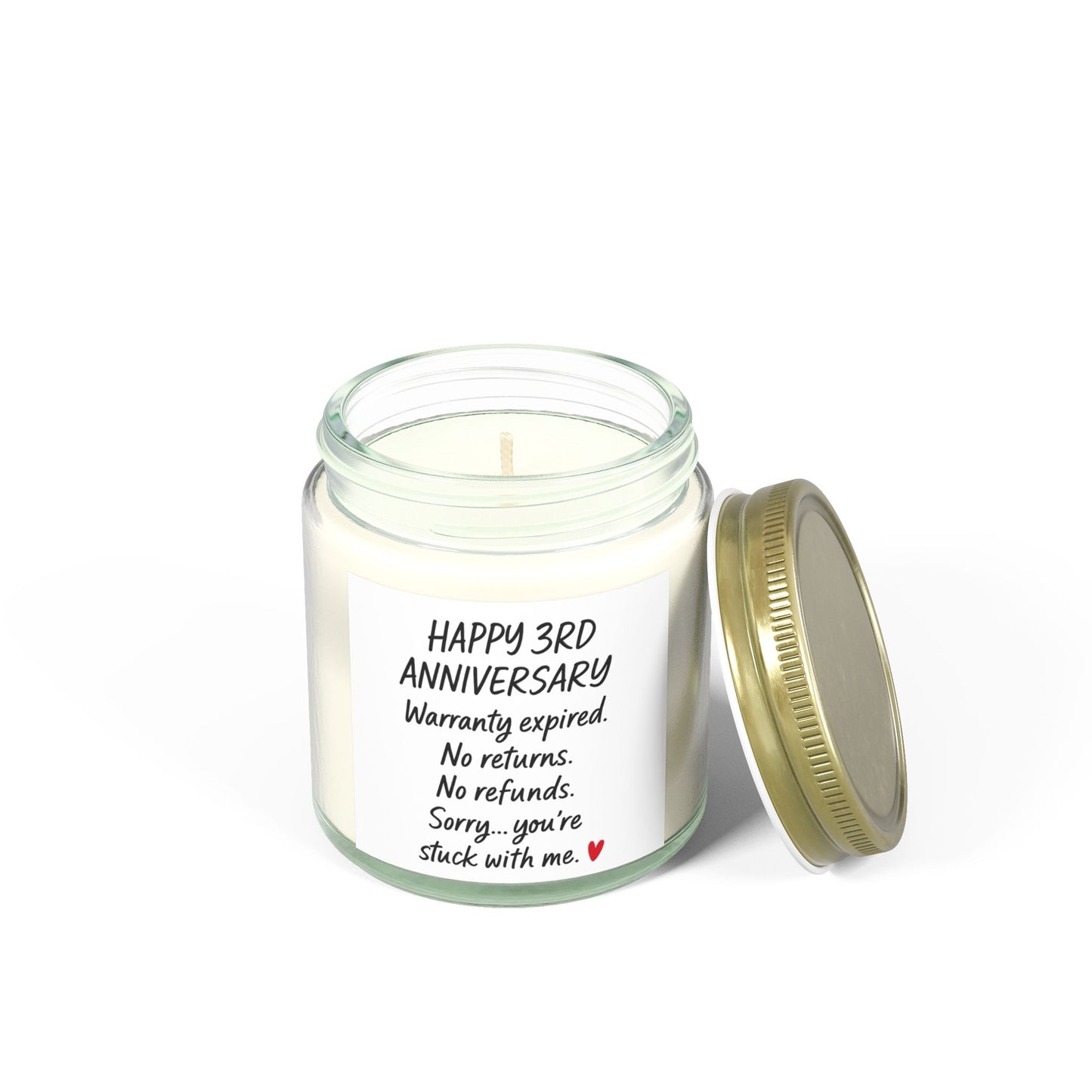 Funny 3rd anniversary candle, Three year wedding anniversary gift for her, 3rd anniversary presents, Leather anniversary gift candle