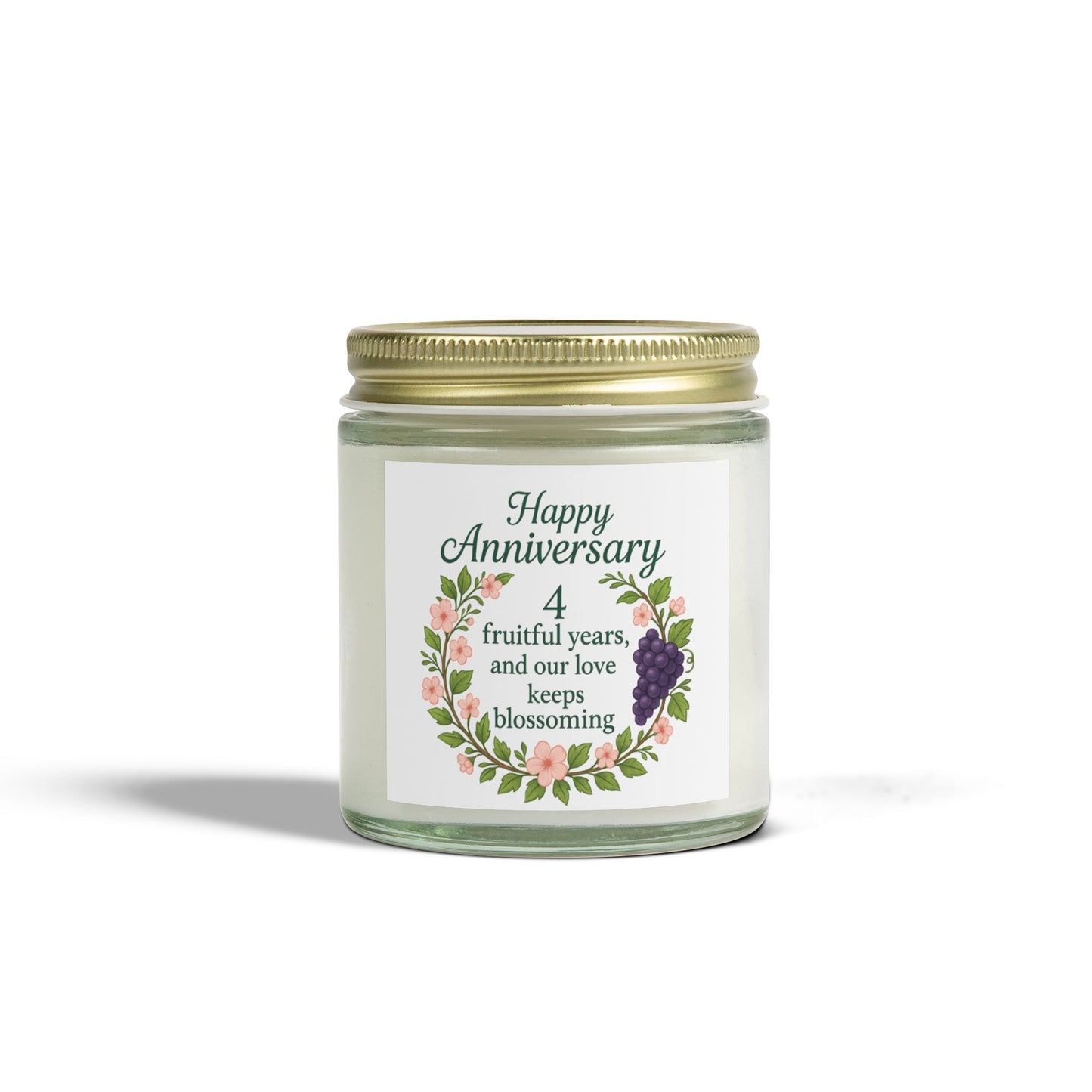 4th anniversary candle, Fruit and flowers anniversary gift for her, 4th anniversary wedding gift for couple, Fourth anniversary candle