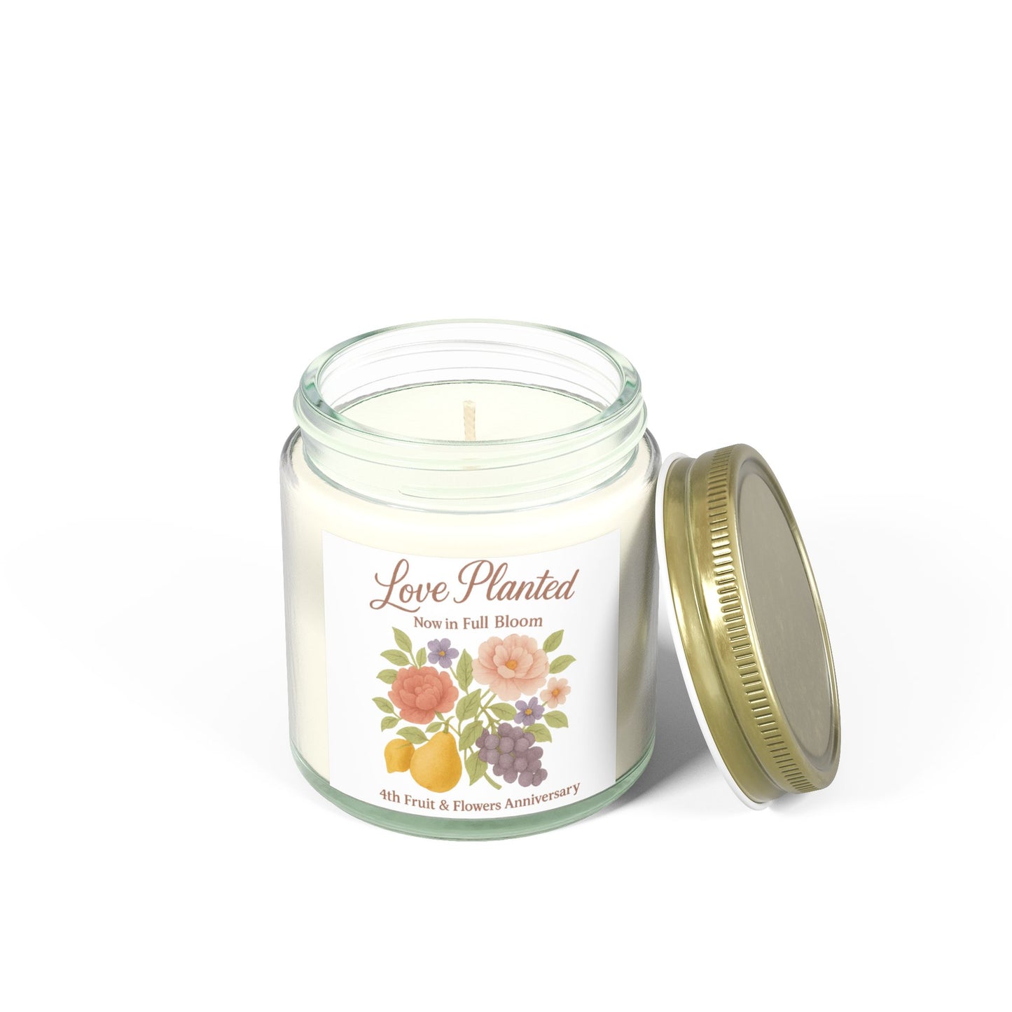 4th anniversary wedding gift fruit or flowers, 4th anniversary candle, Candle 4th anniversary, Fruit and flowers anniversary candle