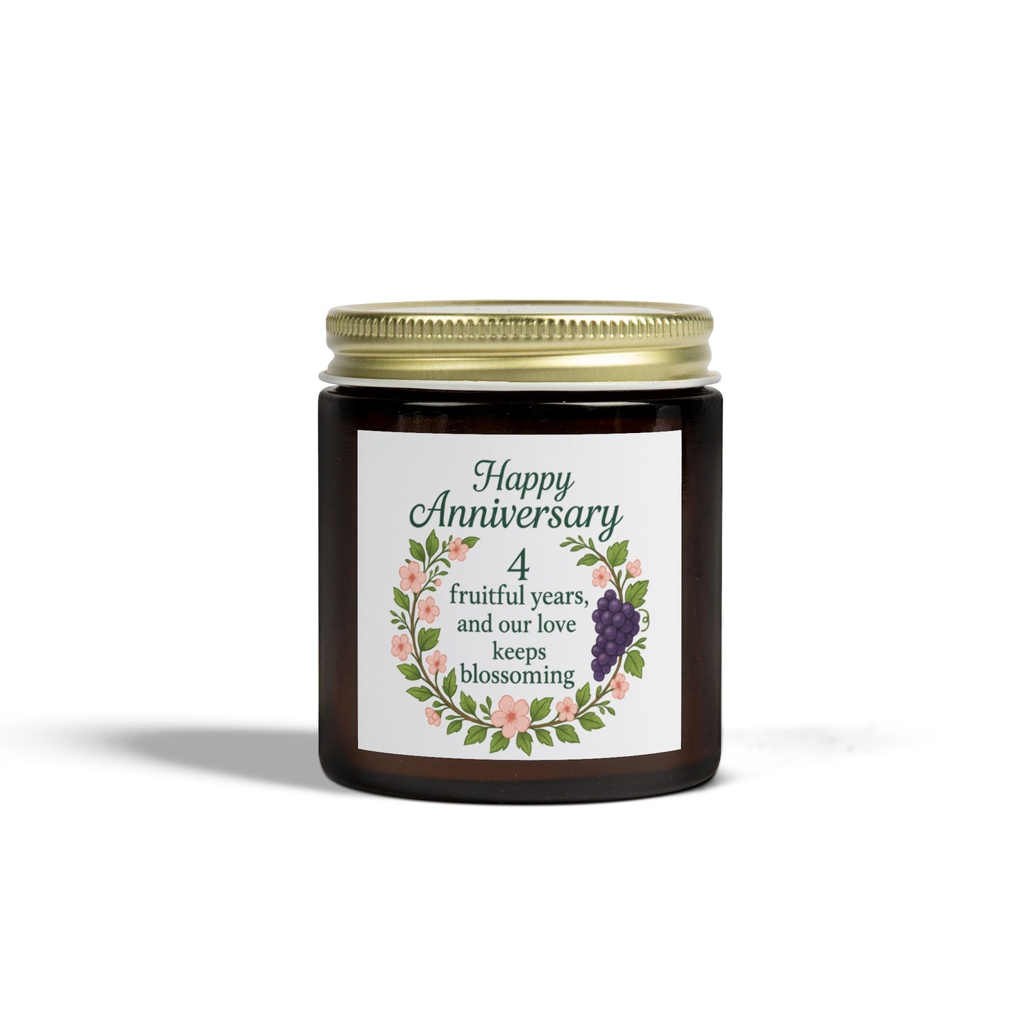 4th anniversary candle, Fruit and flowers anniversary gift for her, 4th anniversary wedding gift for couple, Fourth anniversary candle