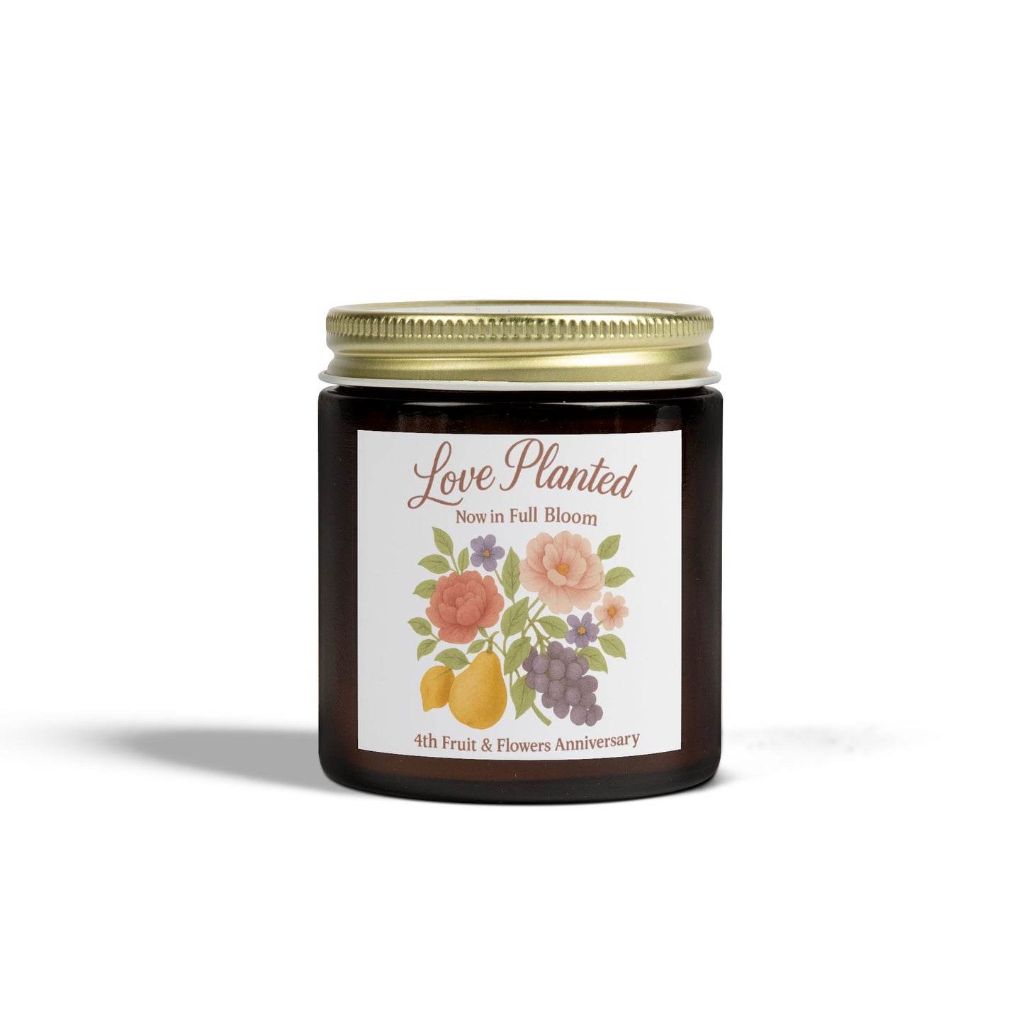 4th anniversary wedding gift fruit or flowers, 4th anniversary candle, Candle 4th anniversary, Fruit and flowers anniversary candle
