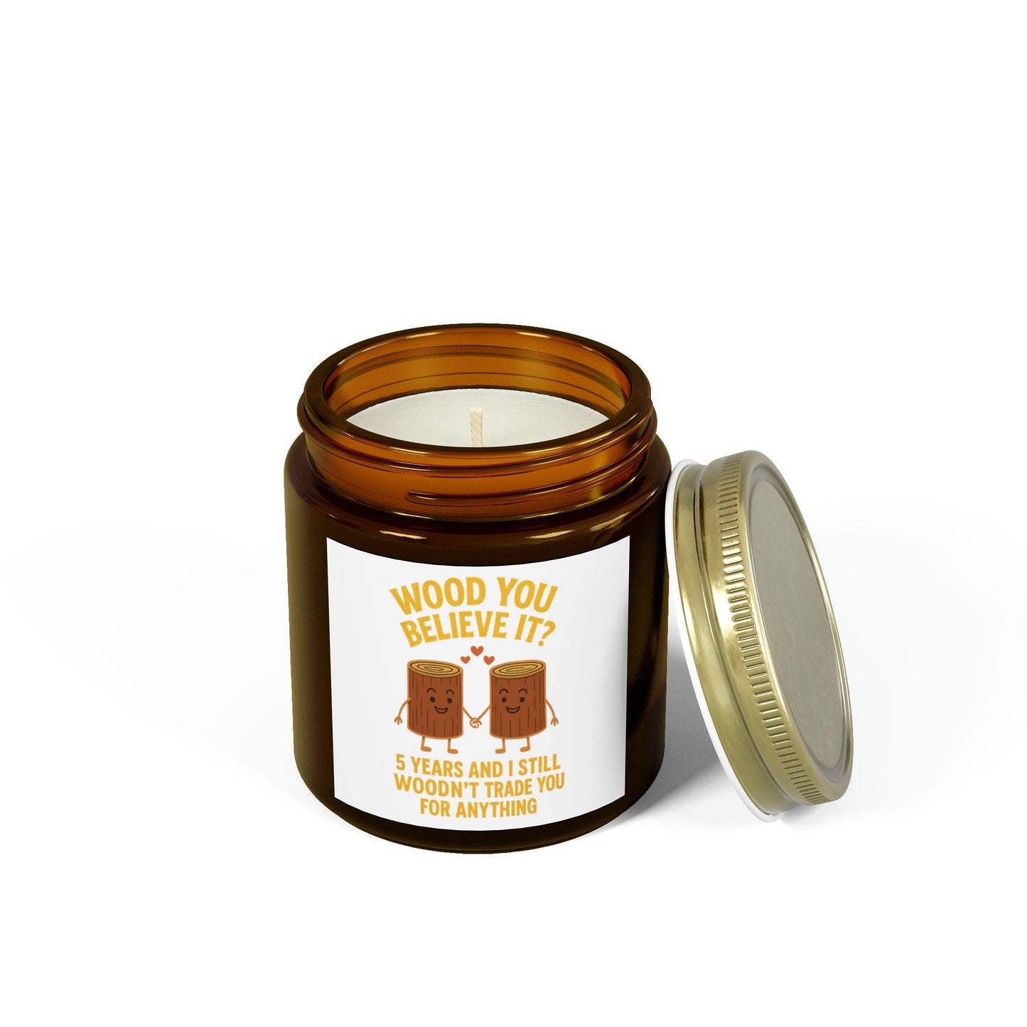 5 years married candle, Wood anniversary candle, 5th anniversary candle for him, 5th anniversary candle for her