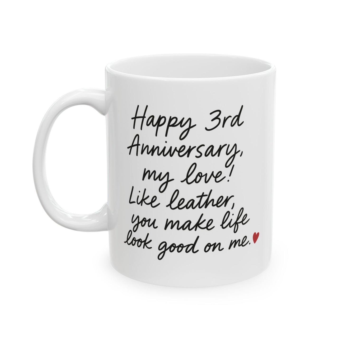 Leather anniversary mug, Third year wedding anniversary gifts for him, 3rd anniversary present for her, 3rd anniversary cup