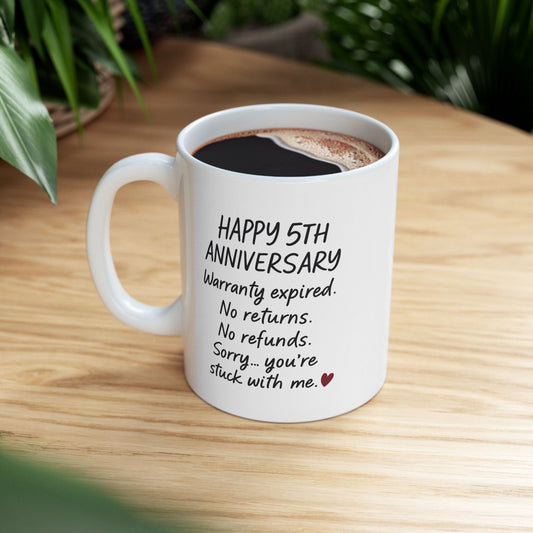 5th anniversary funny mug, 5th anniversary presents, Five year anniversary gift for husband, Fifth anniversary present, 5th anniversary cup