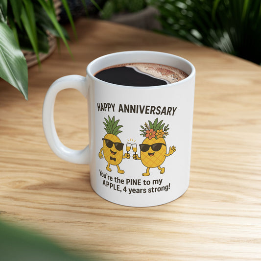 Funny anniversary gift for him 4 years, Funny anniversary gift for her 4 years, Four years wedding anniversary cup, Fourth anniversary mug
