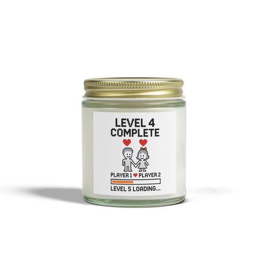 Level 4 complete candle, Level 4 complete anniversary candle, 4th wedding anniversary candle, Gamer couple 4th anniversary candle