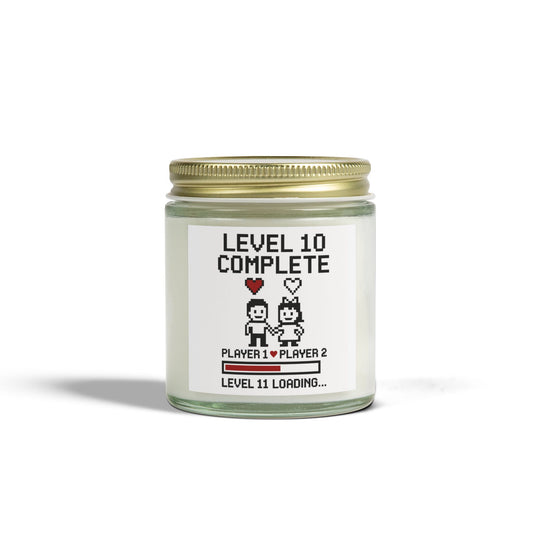 Level 10 complete candle, Level 10 complete anniversary candle, 10th wedding anniversary candle, Gamer couple 10th anniversary candle