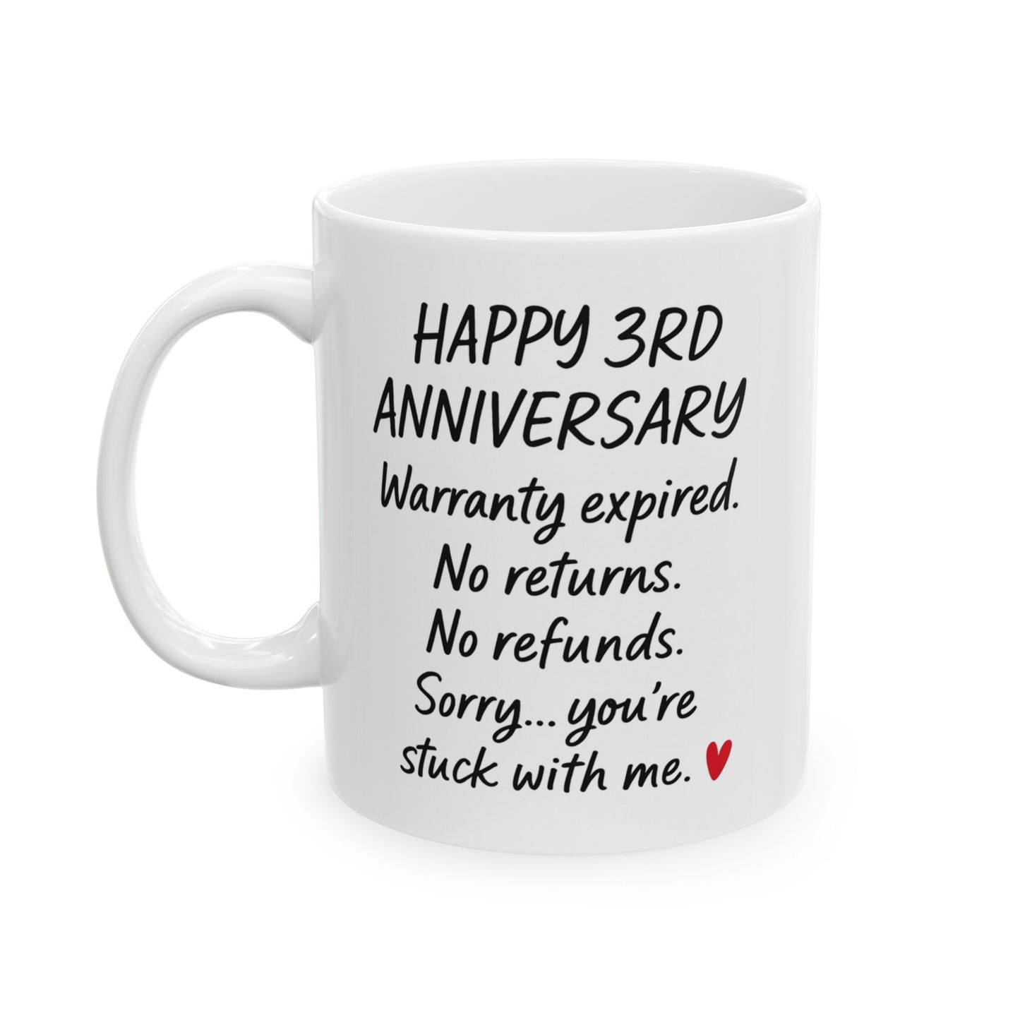 Funny 3rd anniversary mug, 3rd anniversary presents for him, Three year anniversary gift for wife, Leather anniversary gift mug