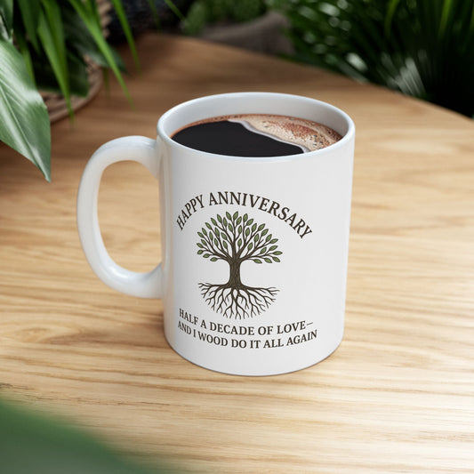 5 year anniversary mug, 5th wedding anniversary presents, Wood wedding anniversary presents, 5th anniversary coffee mug