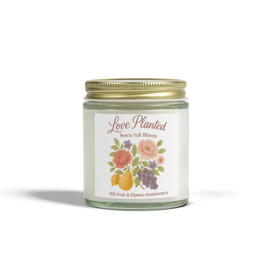 4th anniversary wedding gift fruit or flowers, 4th anniversary candle, Candle 4th anniversary, Fruit and flowers anniversary candle