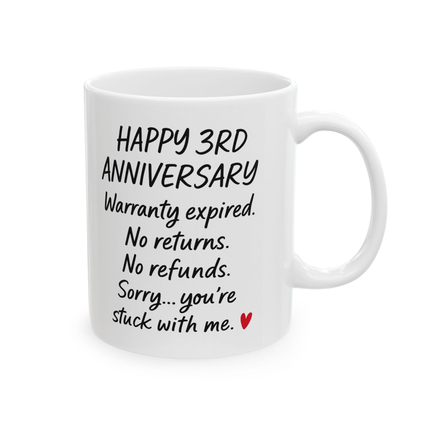 Funny 3rd anniversary mug, 3rd anniversary presents for him, Three year anniversary gift for wife, Leather anniversary gift mug
