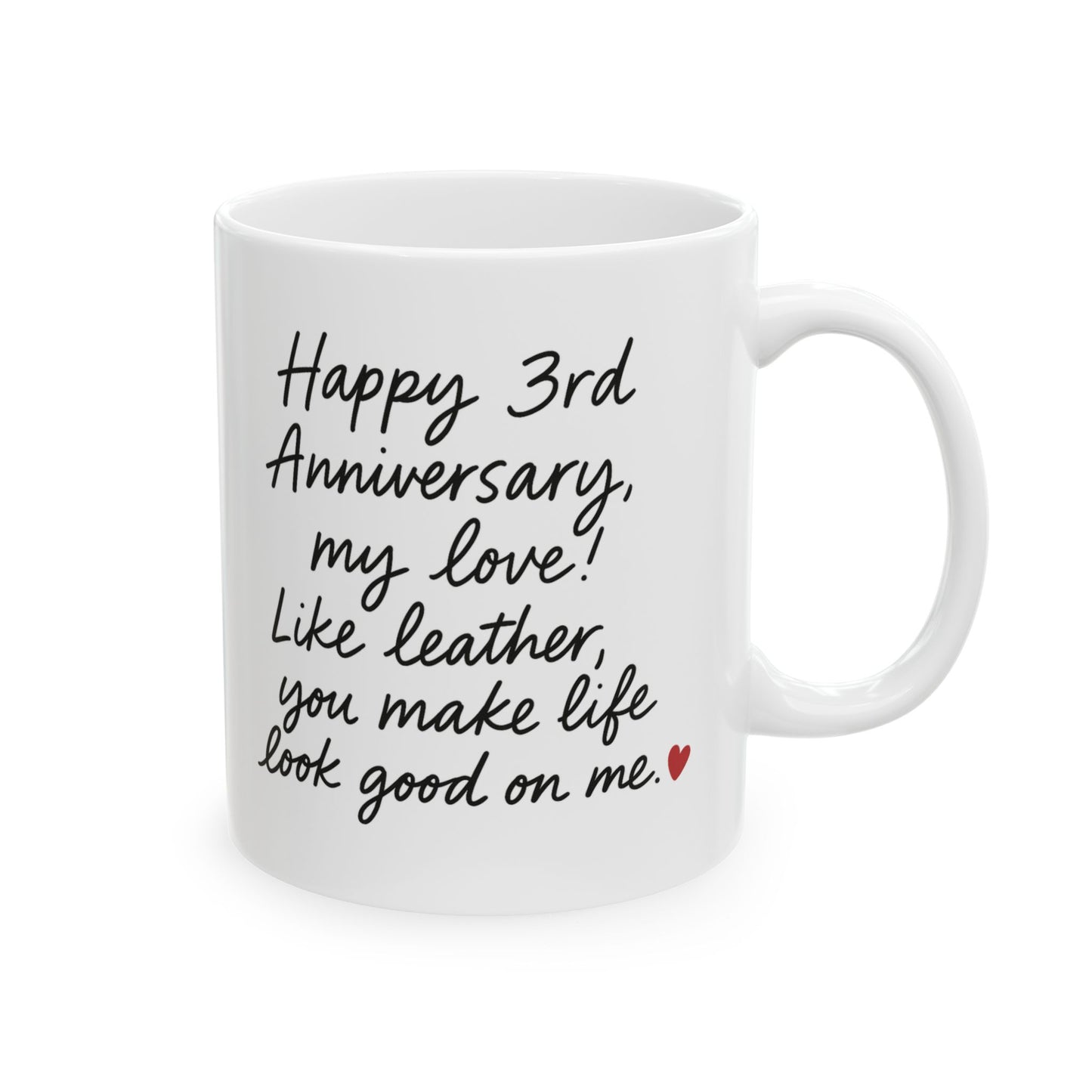 Leather anniversary mug, Third year wedding anniversary gifts for him, 3rd anniversary present for her, 3rd anniversary cup
