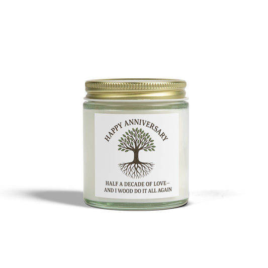 Five year anniversary candle, 5th anniversary candle for him, 5th anniversary candle for her, Five year wood anniversary gift
