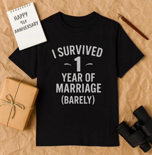First wedding anniversary funny shirt, Fun first anniversary gifts, Quirky first anniversary gifts, I survived one year of marriage gift