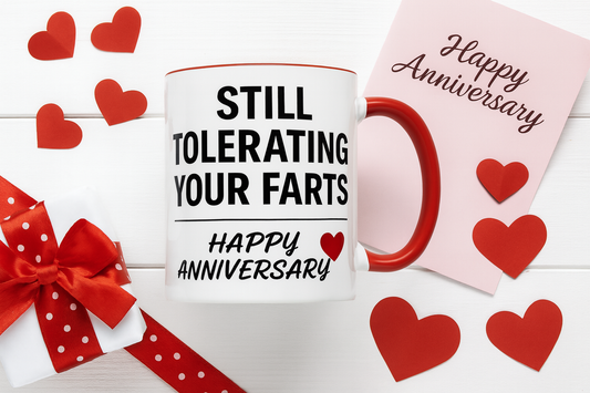 Hilarious anniversary quotes mug, Funny anniversary messages for husband cup, Funny happy wedding anniversary mug
