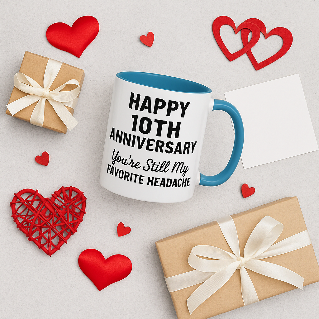 10th wedding anniversary presents, Funny tin anniversary gifts, 10th wedding anniversary funny quotes mug