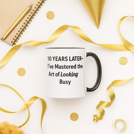 Happy 10th work anniversary funny, Funny 10 year work anniversary mug, 10 year work anniversary gift