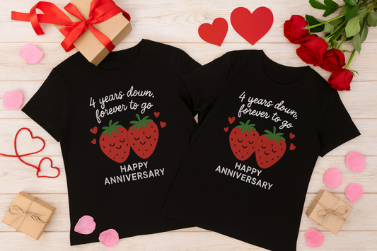 Fourth wedding anniversary shirt, 4th wedding anniversary couples shirt, 4th wedding anniversary shirt, 4th wedding anniversary fruit gift