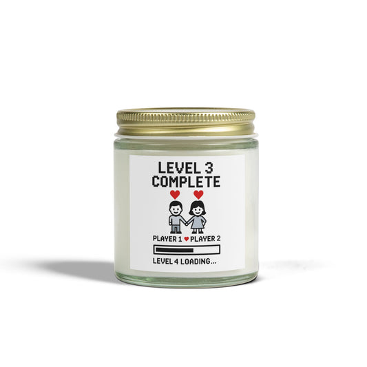 Level 3 complete candle, Level 3 complete anniversary candle, 3rd wedding anniversary candle, Gamer couple 3rd anniversary candle