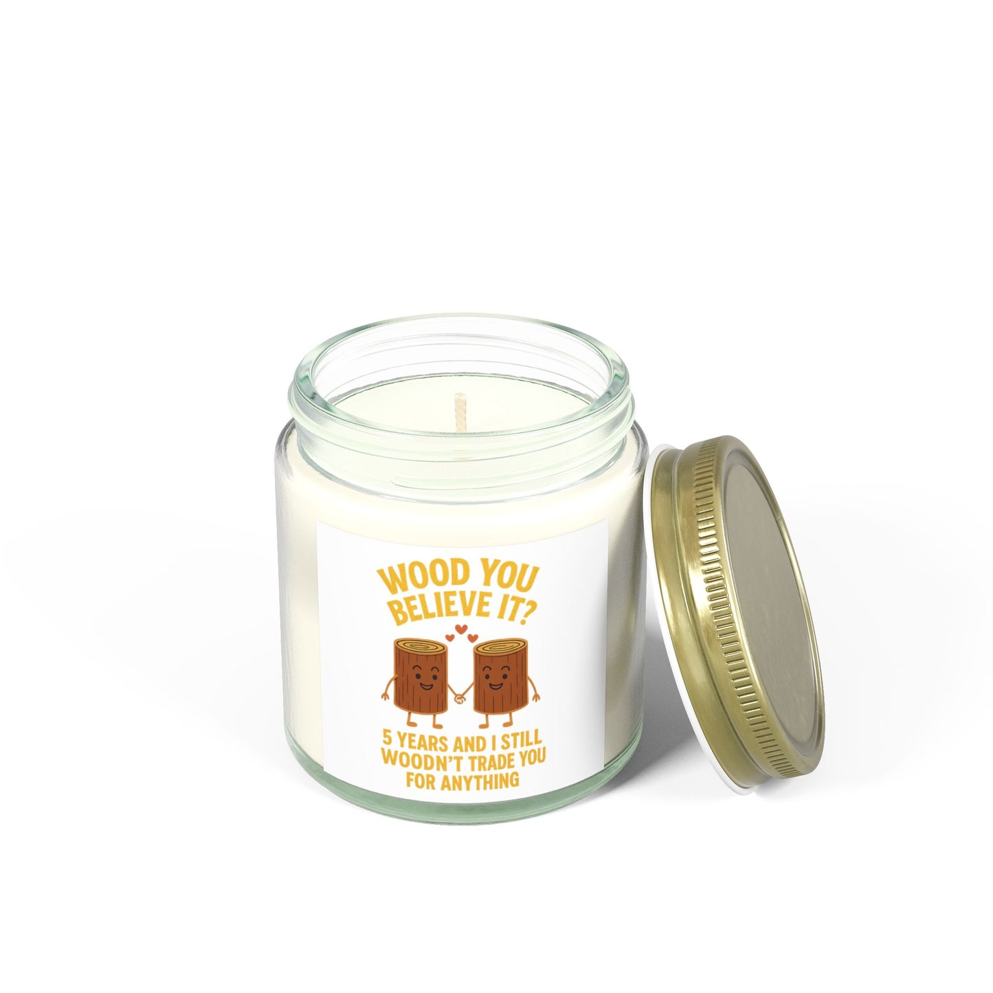 5 years married candle, Wood anniversary candle, 5th anniversary candle for him, 5th anniversary candle for her