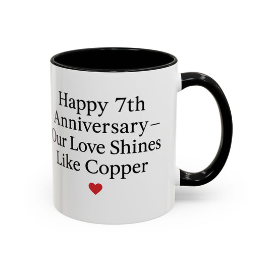Romantic seventh year anniversary mug, Copper anniversary mugs, Seventh year anniversary mug, 7th wedding anniversary mug