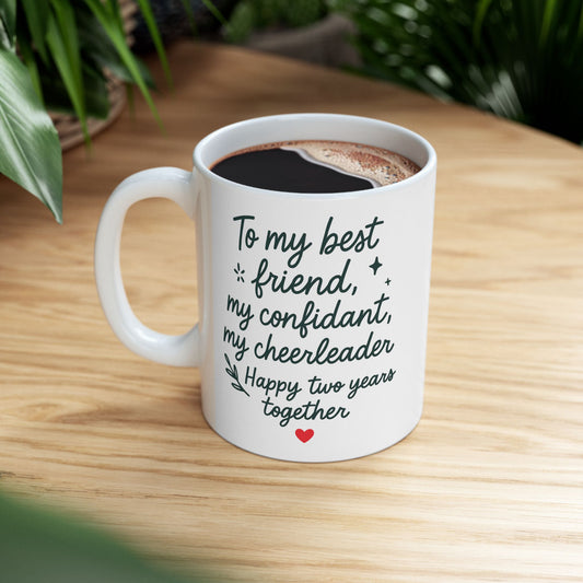 Anniversary mugs 2nd, 2nd anniversary gift wedding cup, Happy 2nd year anniversary mug, Unique second year wedding anniversary gift