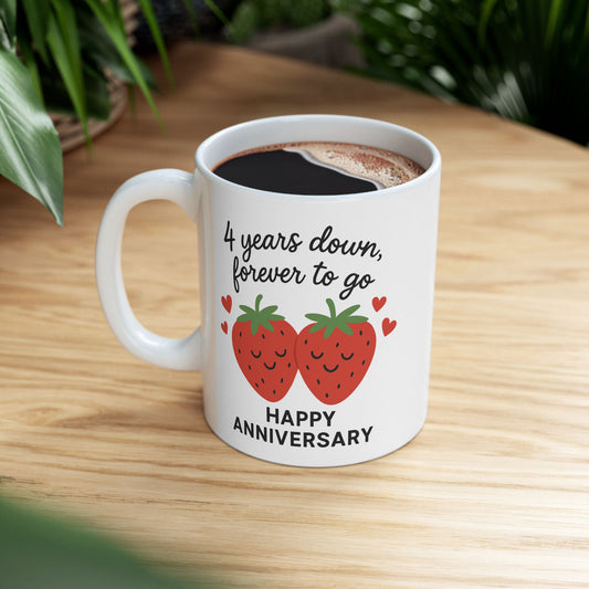 Fourth wedding anniversary mug, Gifts for him 4th anniversary fruit flower, 4th wedding anniversary gifts fruit, 4th anniversary gift fruit
