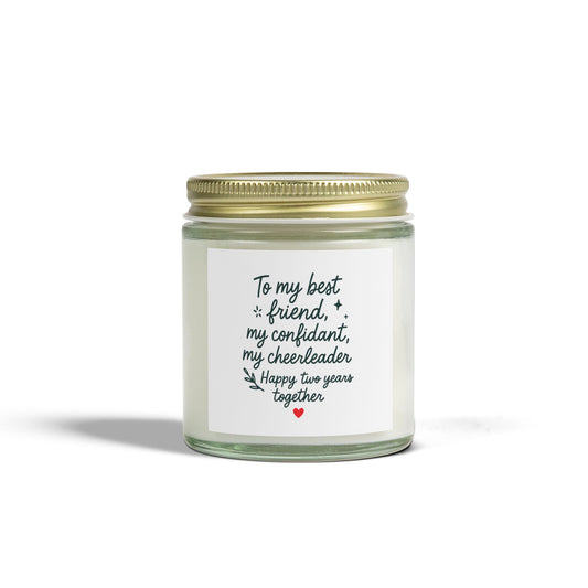 2nd anniversary candle, 2nd marriage anniversary gift for wife, Two year anniversary present, Cotton 2nd anniversary gift candle