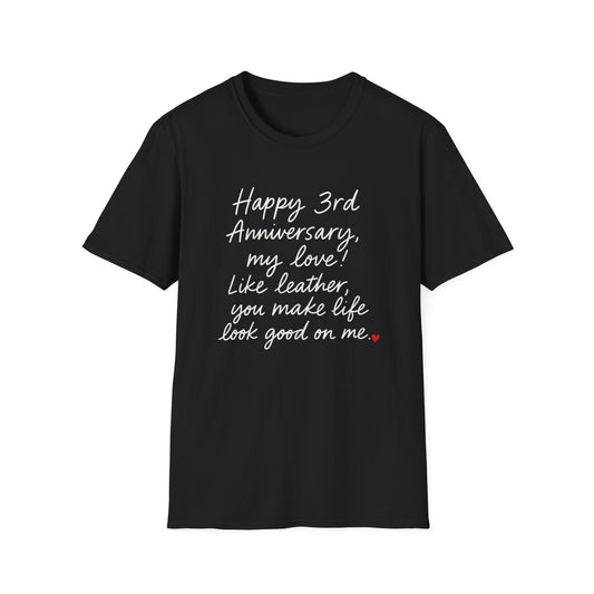 Leather anniversary shirt, Anniversary gifts for girlfriend 3 years, 3rd anniversary tshirts, Third anniversary tee